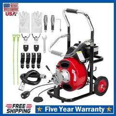 Drain Cleaner Machine, 75 FT x 1/2&Prime; Electric Sewer Snake Auger for 1&Prime; to 4&Prime; Pipe