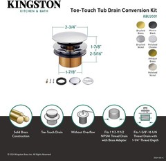 Kingston Brass KBU2008 Eugene Tip-Toe Tub 2.75 x 2.94 x 2.31, Brushed Nickel