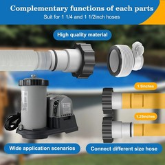 4 Pack Pool Hose Adapter 2 Type A B Conversion Connector for 1.25&Prime; to 1.5&Prime; Hoses
