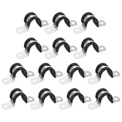 14Pcs 20mm(25/32&Prime;) Stainless Steel Rubber 2 Hole U-Tube Strap Clamp, Black