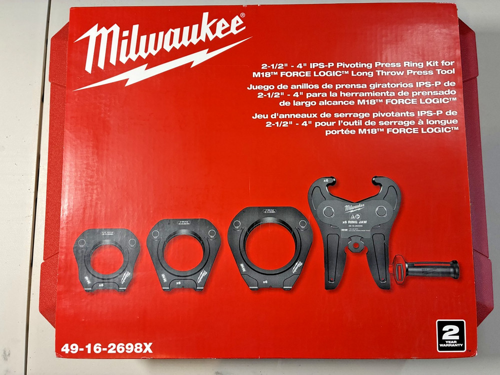 Milwaukee 49-16-2698X 2-1/2 Inch &ndash; 4 Inch IPS-P Pivoting Press Ring Kit for M18