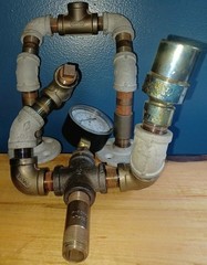 MIXED-METAL PIPE ROBOT ART 6-1/4 POUNDS MODULAR STEAMPUNK TORCH PATINA 1286
