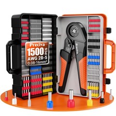 Preciva Ferrule Crimping Tool Kit with 1500PCS, Black Oxide and Orange