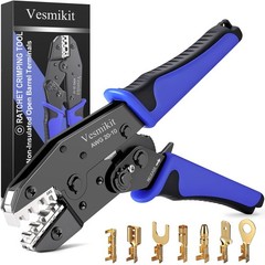Crimping Tool for Non-Insulated Open Barrel Terminals-AWG 20-10 Ratchet Blue