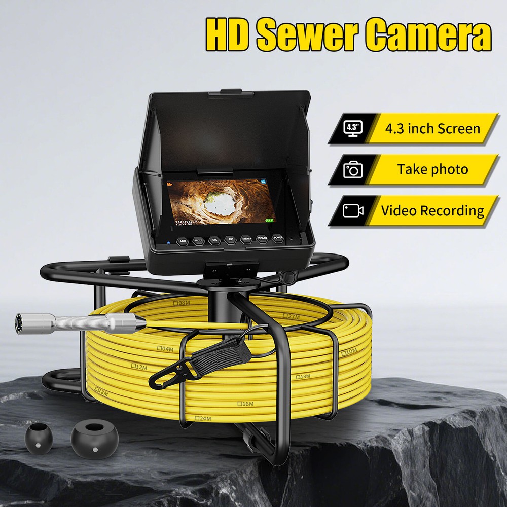 4.3&Prime; Sewer Pipe Inspection Video Camera,DVR IP68 Drain Industrial Endoscope 20M