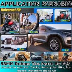Flat Tire Repair Kit 80PCS 58MM，Car Tire Patch Kit Heavy Duty Bike Tire Patch&hellip;