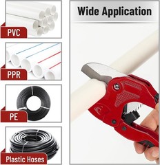 Bates PVC Pipe Cutter &ndash; Cuts Up to 1-5/8&rdquo;, Red Ratcheting Tool for Easy Handling