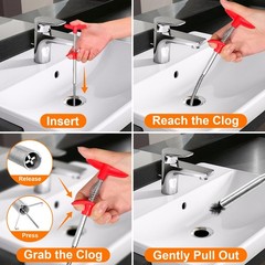 Drain Clog Remover, 25inch Snake Hair Remover(3pcs), 25 inch, Orange