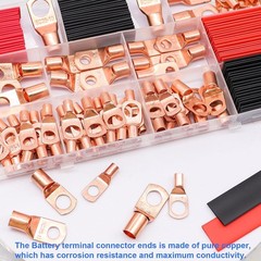 160PCS Battery Cable Ends with Hammer Lug Crimper Tool,AWG 2/4/6/8/10/12 Gauge c