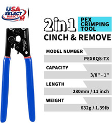 PEX Crimping Tool Kit 2 in 1 Ratchet with Cutter & Clamps