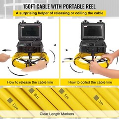 9&Prime; 40m/150ft Sewer Pipe Inspection Camera DVR HD 1200 TVL IP68 Waterproof