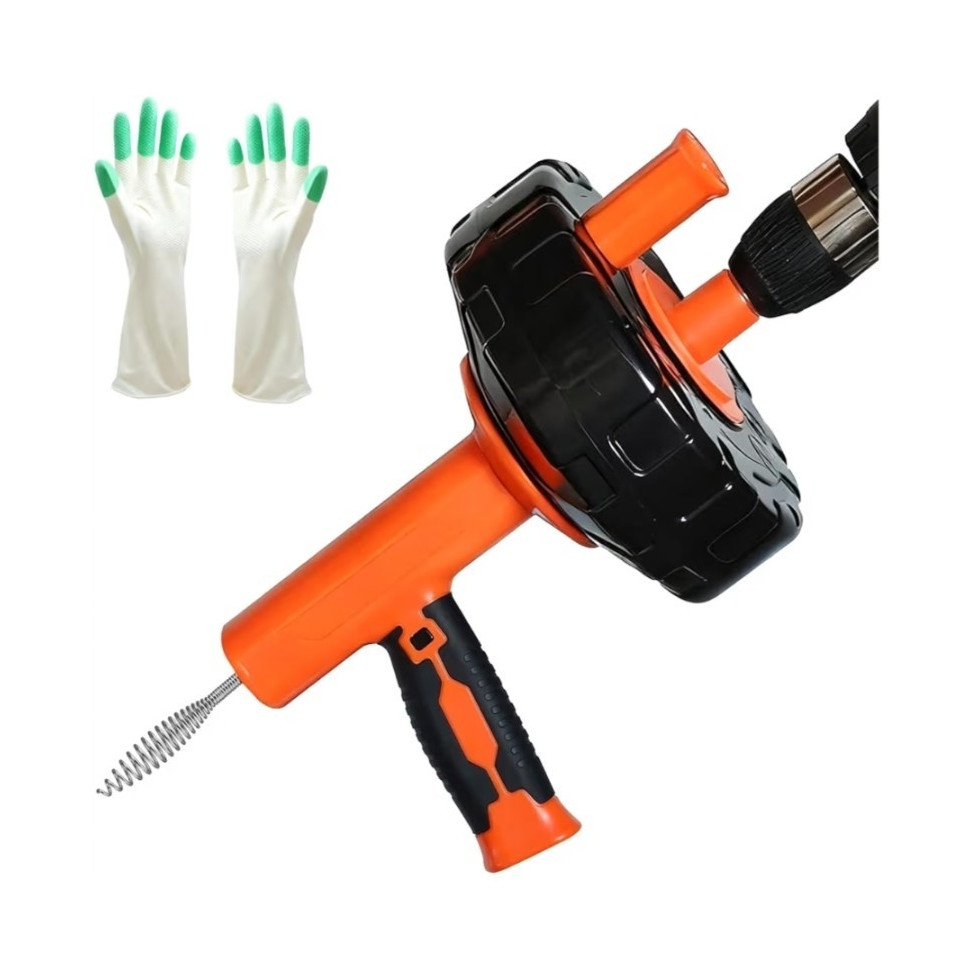 Drainsoon Auto Feed Drain Auger with Drill Adapter, 33 ft Drain Snake