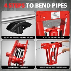 24&Prime; x 6.2&Prime; x 21.6&Prime; Manual Hydraulic 12 Ton Pipe Bender w/ 6 Piping Bending Dies