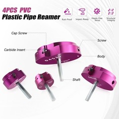 4 PCS PVC Pipe Reamer Kit 1.5&Prime;-4&Prime; for SCH 40 CPVC ABS, Heavy-Duty Carbide Tool