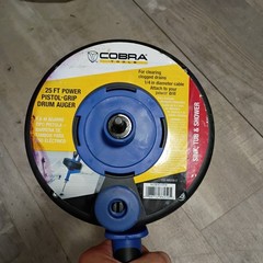 Cobra Products 86250 1/4 In X 25 Ft Pistol Grip Power Drum Drain Auger {HH}