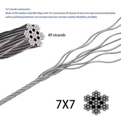 Wire Rope,Equipped with Crimping Pliers,1/16 Wire Rope, Aircraft Cable,304 Stain