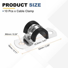 10Pcs M14 U-Tube Strap Clamp EPDM Plastic Cushioned Insulated Clamp