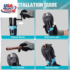 20V Brushless Copper Pipe Crimping Tool with 1/2&Prime;, 3/4&Prime;, 1&Prime; VUS Jaws