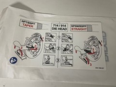 RIDGID 1224 Pipe Threader Top Motor Cover Instruction Decal 711 714 Die Head