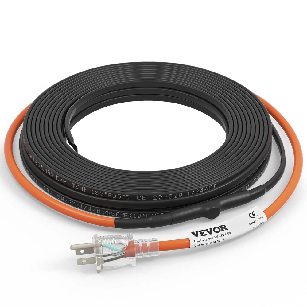 Self-Regulating Pipe Heating Cable, 60-feet 5W/ft Heat Tape for Pipes Freeze Pro