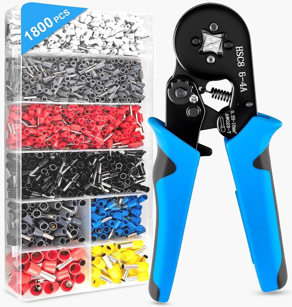 Ferrule Crimping Tool Kit with 1800PCS Wire Ferrules Kit Wire End Terminals & Cr