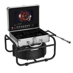 30m Pipe Inspection Camera w/ 512Hz Sonde Self Leveling 7&Prime; Monitor Sewer Camera