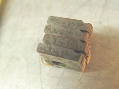 One set of four Left Hand 3/8&Prime;-16 Thread cutter bits for Pipe