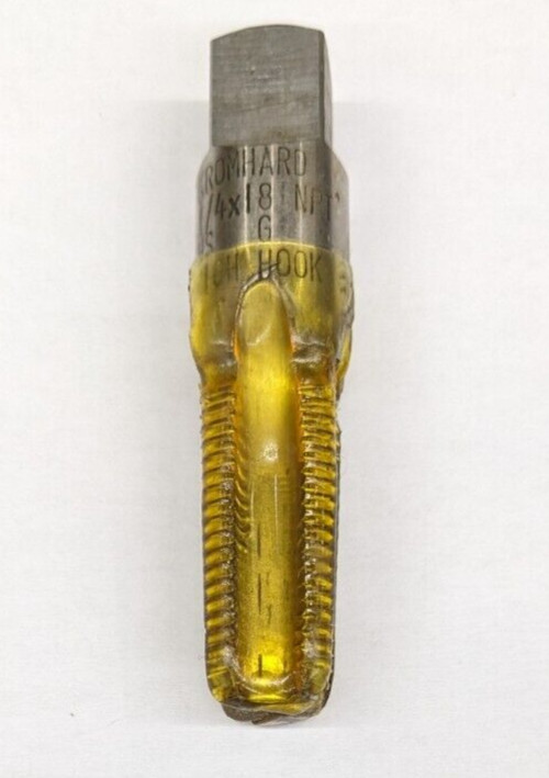 Kromhard 1/4&Prime;-18 NPT High Hook Pipe Tap HSS G 4 Flute 9/16&Prime; Shank USA New