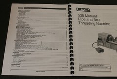 Ridgid Model 535 Pipe & Bolt Threader Machine Operator&rsquo;s Manual Pipe Plumbing
