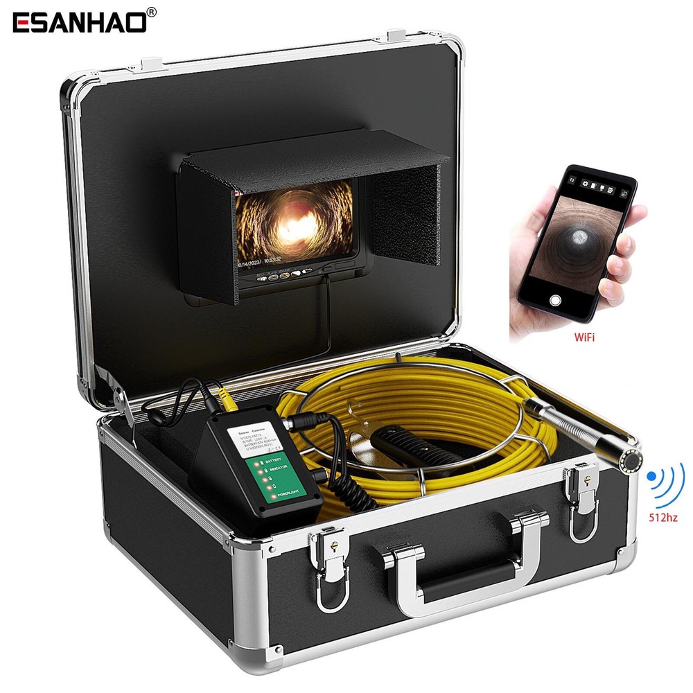 7&Prime; 20M WIFI Pipe Inspection Camera with 512hz Locator 1000TVL Sewer Camera IP68