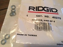 RIDGID 40270 Washer, PKG of 6 Washers &ndash; For 300/300A & 535 Threader