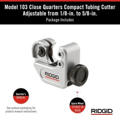 Model 103 Close Quarters Compact Tubing Cutter for 1/8&Prime; to 5/8&Prime; Copper, Alumi&hellip;
