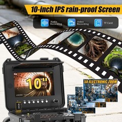 50m Sewer Pipe Inspection Camera 512hz Self-leveling Meter Counter 10&Prime; Monitor