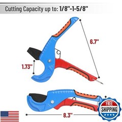 Bates- PEX Pipe Cutter, Cutting Range 1/8&Prime;-1-5/8&Prime;, PEX Tool, PEX Tools, Rubbe
