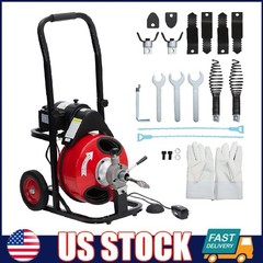100 FT x 3/8 In Drain Cleaner Machine Auto Feed Portable Drain Sewer Snake Auger