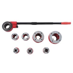 7 Size BSPT Pipe Threader Threader Threading 3/8&Prime; To 2&Prime; Dies Set W/ Handle Pipe