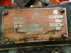 Toledo Beaver Tools Co Electric Pipe Threader 1ph 1/2hp 8.3A 115V, 999RH