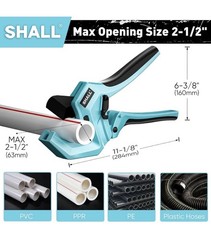 SHALL Pipe Cutter for PVC PPR PE PEX Cuts up to 2-1/2&rdquo; HD Aluminum Ratchet