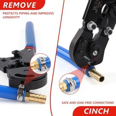 2 IN 1 Pex Crimping Tool W/ 60Pcs Stainless Steel Pex Clamps 3/8&Prime; to 1&Prime; Cinch &