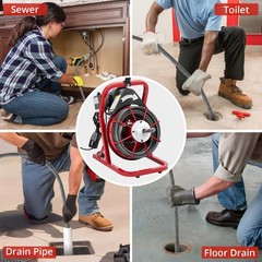 Drain Cleaner Machine ,75 FT 3/8 Inch Electric Drain Auger Snake Plumbing Tool