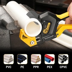 TOLESA PVC Pipe Cutter 3-Gear Adjustable, Cuts Up to 2-1/2&rdquo;, Black&yellow