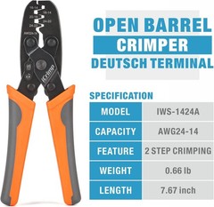 iCrimp Open Barrel Terminal Crimping Tool for AWG24-14 (0.2-2.0mm&sup2;), Orange