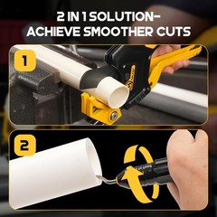 TOLESA PVC Pipe Cutter 3-Gear Adjustable, Cuts Up to 2-1/2&rdquo;, Black&yellow