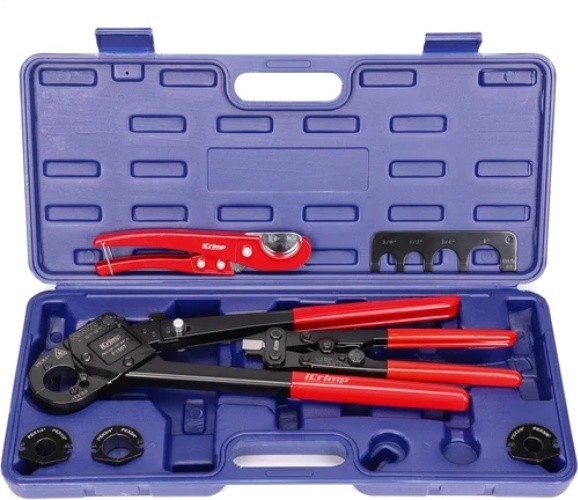 Icrimp Angle Head PEX Crimping Tool Kit for 3/8,1/2,3/4,1-Inch with Copper Ring