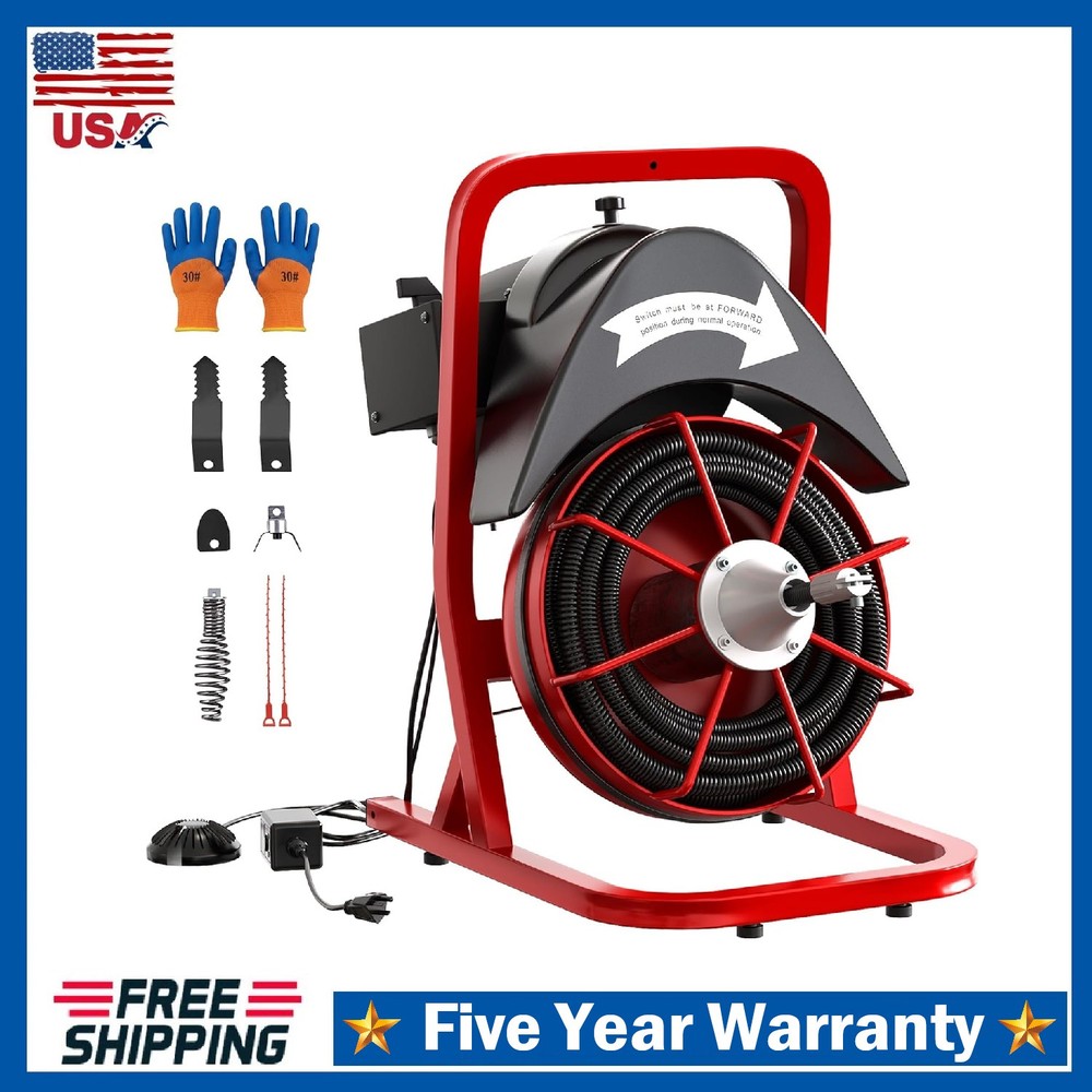 75 FT x 1/2 In Electric Drain Cleaner Machine ,Portable Sewer Snake Drain Auger
