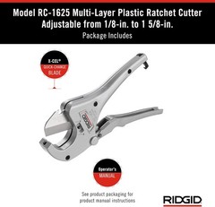 RIDGID Aluminum Ratchet Action 1/8&Prime; to 1-5/8&Prime; Plastic Pipe And Tubing Cutter
