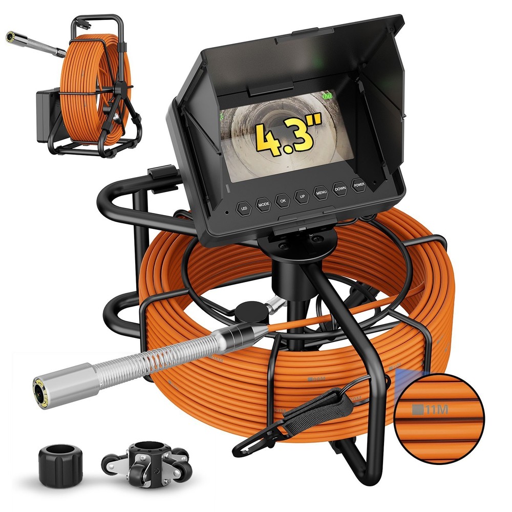 30M Sewer Pipe Inspection Camera Drain Sewer Pipeline Endoscope 4.3&Prime; Monitor