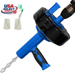 Auto Feed Drain Auger 33ft with Drill Adapter for Clog Removal