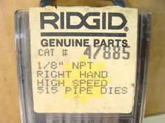 NEW NOS RIDGID 47885 1/8&Prime; NPT RH HS 515 pipe dies die set