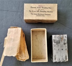 vintage BOLT THREADING DIE acme 3/4&Prime; for 1.5&Prime; cleveland oh head original box 4pc